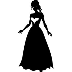 Fototapeta premium Mysterious Woman Silhouette in Flowing Dress with Butterfly Design for Art Projects