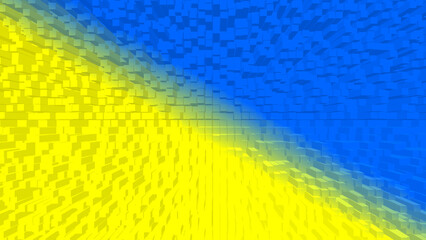 Modern 3D abstract of Ukraine flag with blue and yellow block design. Symbol of national pride, freedom, hope, and unity. Perfect for patriotic or creative backgrounds.