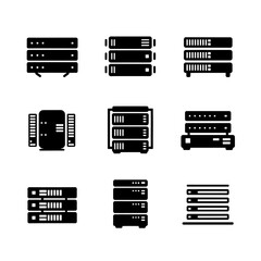 Server Silhouette Vector Bundle Black and White Server Clipart EPS Illustration