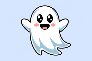 Obraz premium Adorable Happy Ghost Illustration: A Cute and Cheerful Halloween Spirit
