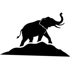 Elephant Silhouette on Hill Vector Art for Wildlife Designs and Tattoo Inspiration
