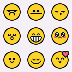 Flat Emoji Faces – Emotions Icon Set