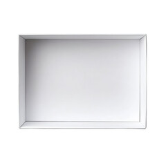 Empty white cardboard box from top view showing clean interior and sharp edges used for packaging and storage purposes. Isolated on transparent background, png.