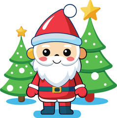 Santa Claus with Christmas tree vector 