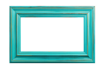 Decorative turquoise frame with intricate detailing on a white background