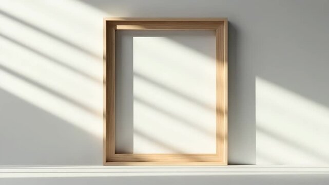 Slim wooden video frame set against a white background. Product featuring a clipping path. Modern minimalist frame ideal for an advertising backdrop and videography idea.