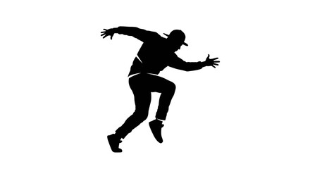 Obraz premium Dancing Silhouette Expressing Joy Against White Background 