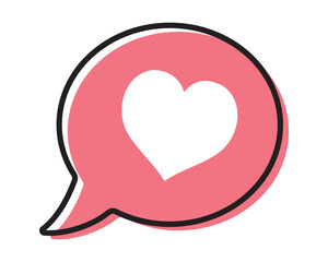 The shape of the heart inside the speech bubble, which means love and communication. Reaction emoji. Social media message icons. Love chat. Valentine's Day. EPS 10 Vector Illustrations
