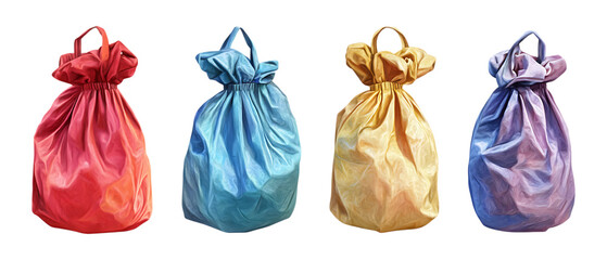 Pack of Travel Laundry Bag Set Against Transparent Background for Travel or Storage Projects