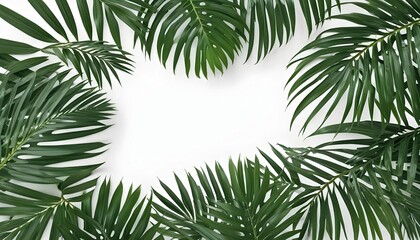 Obraz premium Background Vibrant Palm Leaves Frame – Tropical Ready Mockup Background