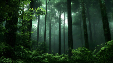 Obraz premium Mysterious Lush Green Forest With Pixelated Detail