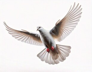 Obraz premium flying white dove on a white background