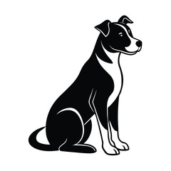 dog sitting pose vector art silhouette