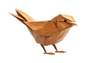 Origami bird craft workshop paper sculpture isolated on transparent background, png