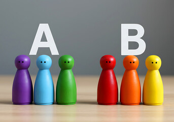 Colorful Choice: Options A and B Represented by Wooden Figures