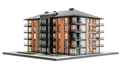 Fototapeta premium a model of an apartment building white background on a transparent background, PNG image, PNG file, Generative art.