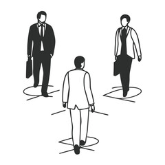 "Silhouettes of People in Various Poses – Walking, Standing, Talking, Urban Crowd, Vector Illustration"