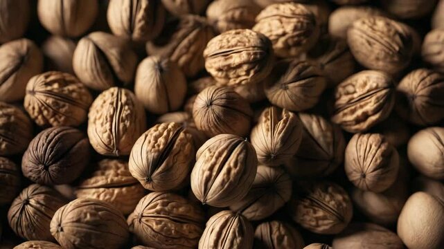 Walnut background featuring a spread of nuts