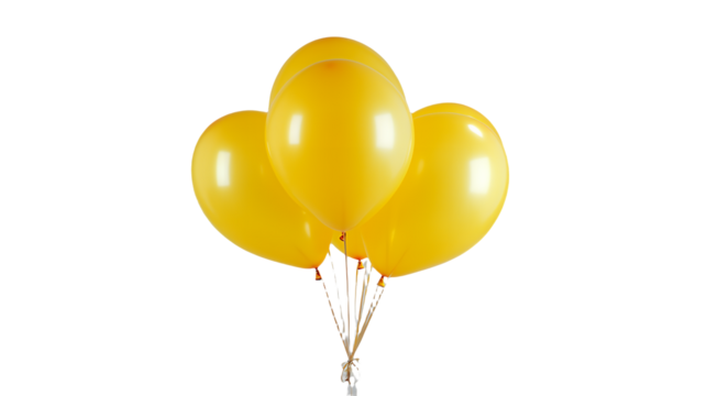 a bunch of yellow balloons on a transparent background, PNG image, PNG file, Generative art.