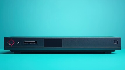 Sleek Black Media Player on Teal Background