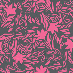 Exotic hand drawn flowers, seamless patterns with floral for fabric, textiles, clothing, wrapping paper, cover, banner, home decor, abstract backgrounds