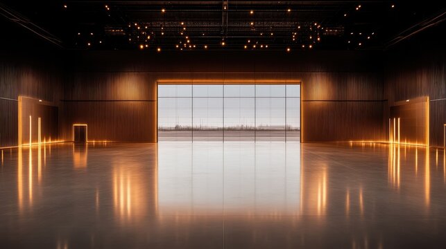 Modern, spacious indoor venue with large windows