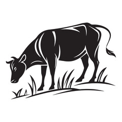 Black and white cow vector art design