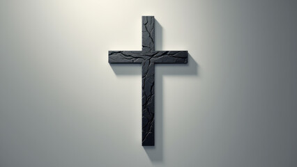 Naklejka premium A minimalist Christian cross mounted on a wall.