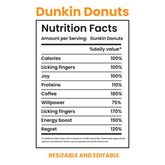 Dunkin' Donuts Nutrition Facts, nutrition Label,twisted tea nutrition facts,nutrition calculator,