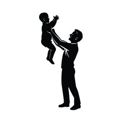 Naklejka premium parent lifting child vector art silhouette