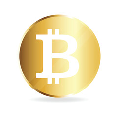 Bitcoin gold coin. Vector bitcoin cryptocurrency symbol isolated on white background.