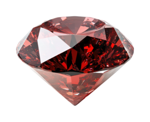 Shining red diamond gem display jewelry store elegant isolated on transparent background, png
