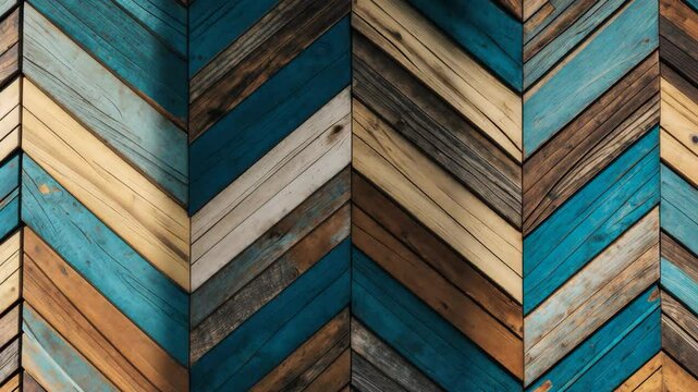 Aged texture of wooden boards. Vibrant wood panel showcasing a chevron pattern.