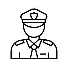 Police officer icon vector illustration, law enforcement agent outline symbol design template, eps