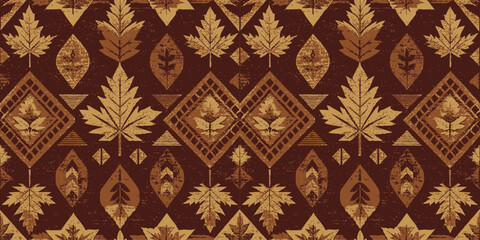 Elegant earthy patterned design featuring leaves in warm tones.