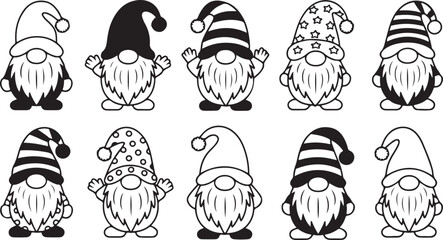 Hand-Drawn Valentine Gnome Illustrations in a Whimsical Style for Love, Holiday, and Romantic Graphic Design Elements