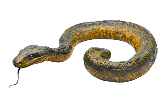 a yellow snake on a transparent background, PNG image, PNG file, Generative art.