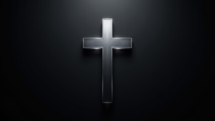 Obraz premium A modern, minimalist Christian cross against a dark background.