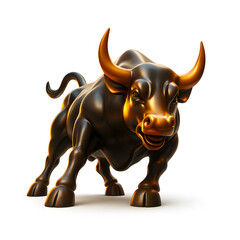 Fototapeta premium 3D Golden Black Bull Symbolizing Stock Market Growth and Financial Strength