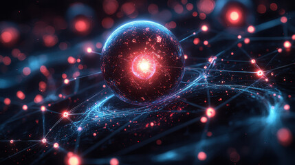 Digital visualization depicts quantum entanglement in a 50-qubit ion platform with glowing energy wave patterns