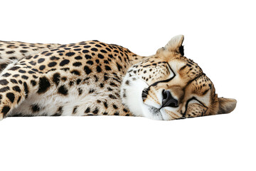 Naklejka premium a cheetah lying down on a transparent background, PNG image, PNG file, Generative art.