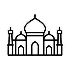 Taj mahal icon vector illustration india landmark architecture muslim building outline design