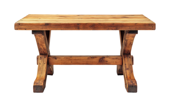 Rustic wooden table home interior furniture cozy isolated on transparent background, png