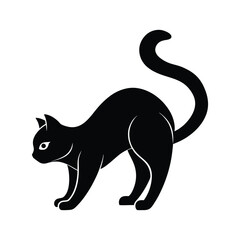 cat arching back silhouette art