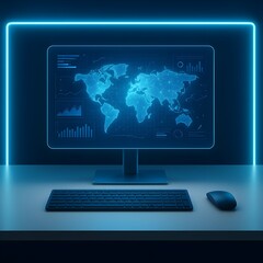 "Modern Workspace with Laptop, Desk, and Mouse"

