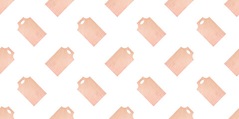 Wooden cutting boards forming a seamless pattern isolated on white background