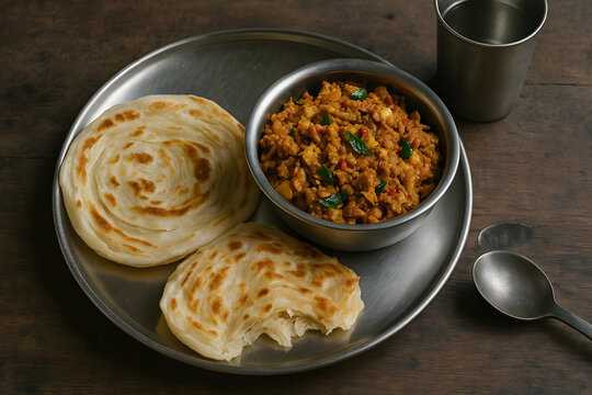 Porotta with Chicken Kothu Setup
