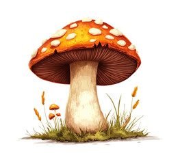 Mushroom growth forest floor digital nature isolated on transparent background, png