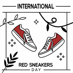 INTERNATIONAL RED SNEAKERS DAY  vector illustration