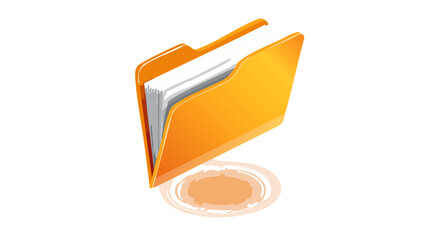 File Folder Icon &ndash; 3D Floating Vector with Orange and White Isometric Style and Black Outline